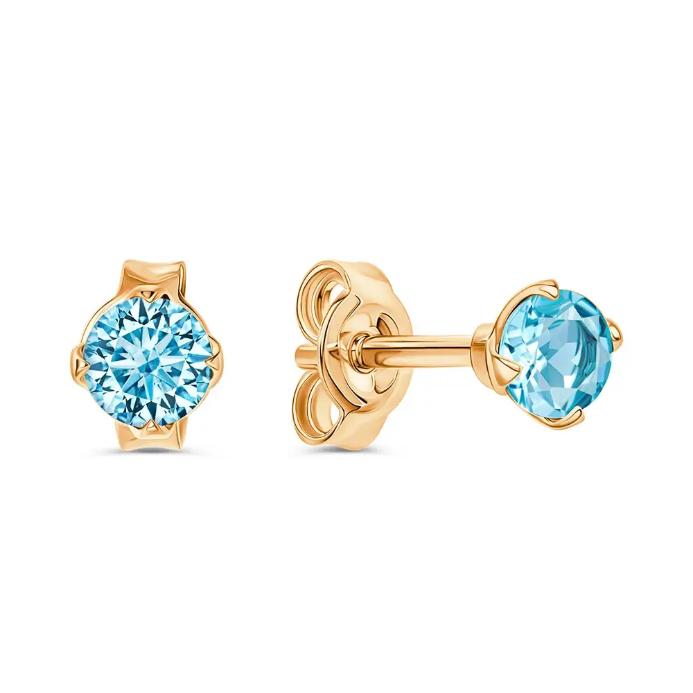 Серьги с топазами из красного золота 585 пробы