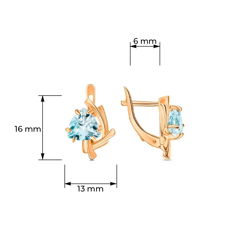 Серьги с топазами из красного золота 585 пробы 4