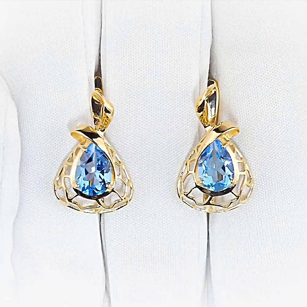Серьги с топазами из красного золота 585 пробы 1