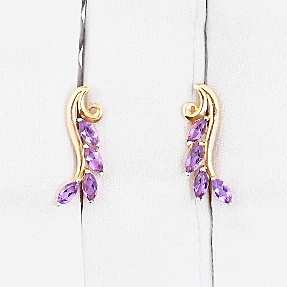 Серьги с аметистами из красного золота 375 пробы 1