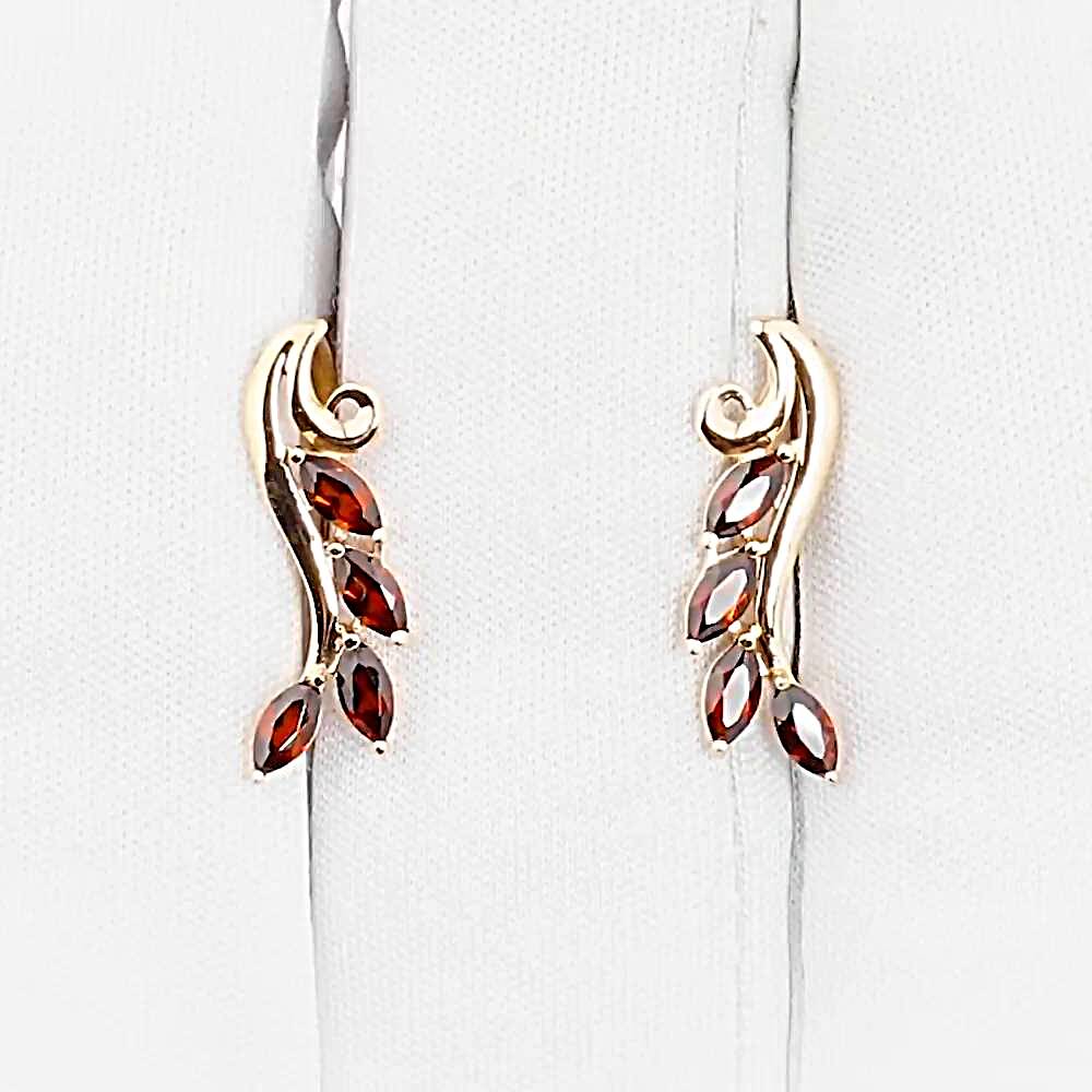 Серьги с гранатами из красного золота 375 пробы 1