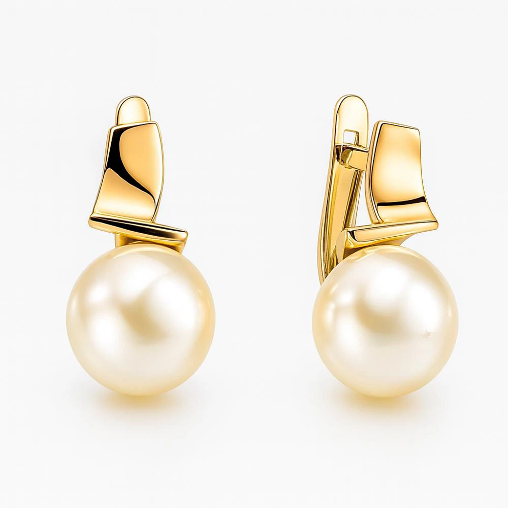 Серьги с культивированным жемчугом из красного золота 375 пробы Серьги с культивированным жемчугом из красного золота 375 пробы