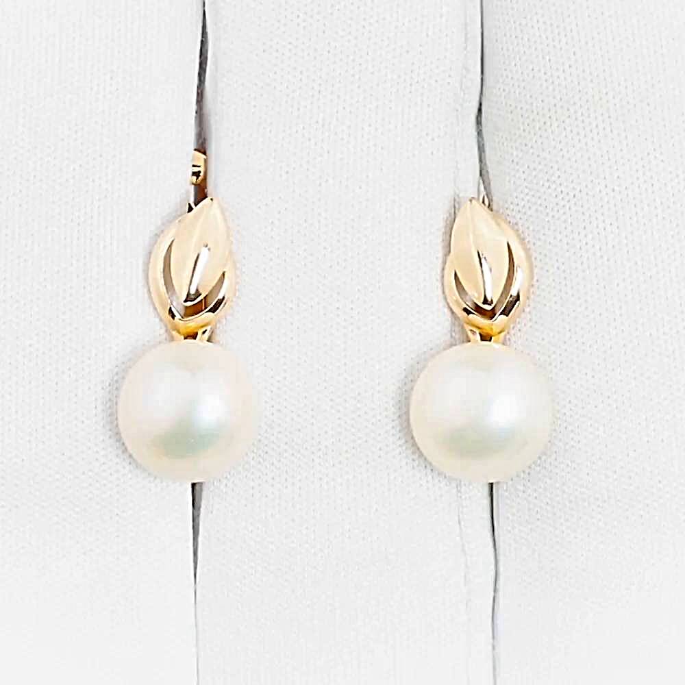 Серьги с культивированным жемчугом из красного золота 375 пробы 1