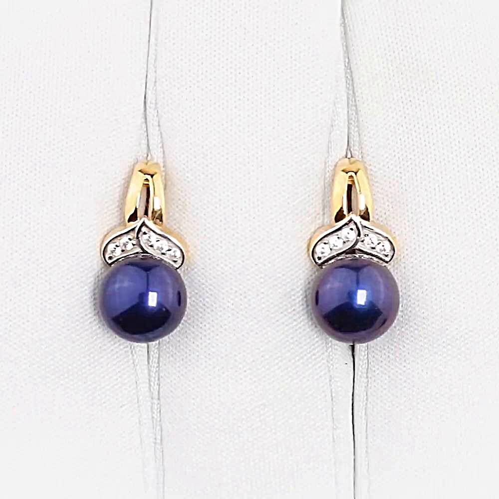 Серьги с культивированным жемчугом и фианитами из красного золота 375 пробы 1