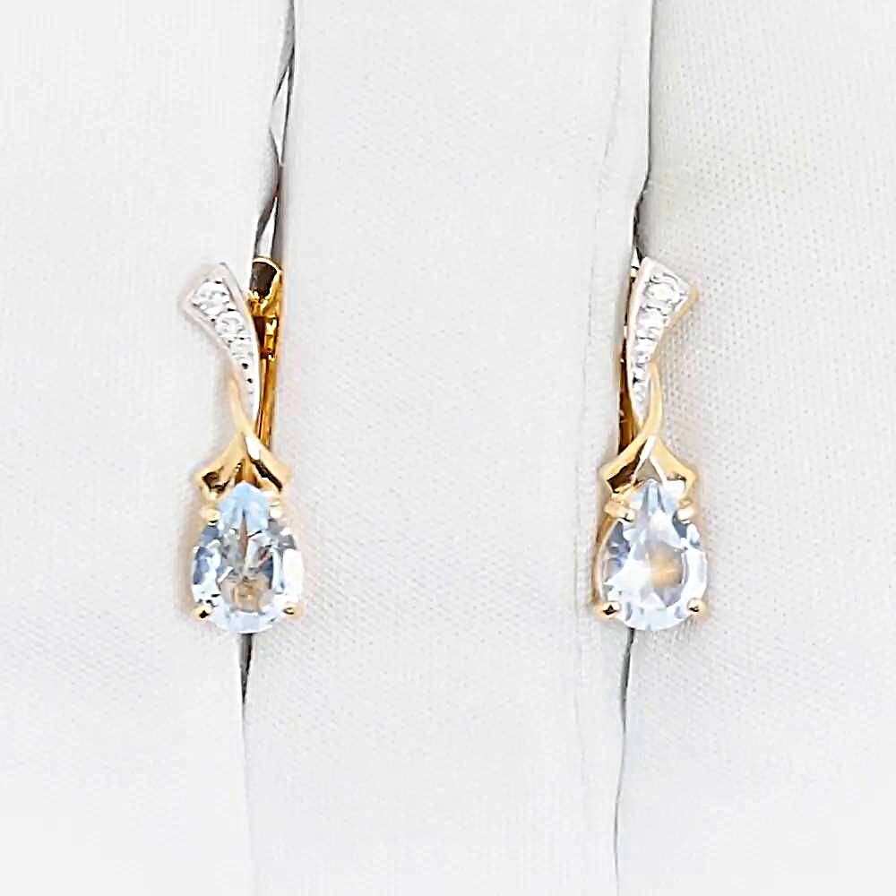 Серьги с топазами и фианитами из красного золота 375 пробы 1