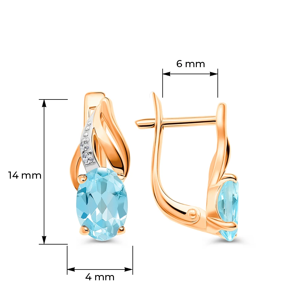 Серьги с топазами и фианитами из красного золота 375 пробы 4