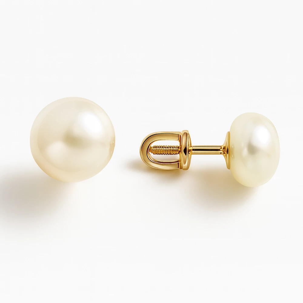 Серьги с культивированным жемчугом из красного золота 585 пробы Серьги с культивированным жемчугом из красного золота 585 пробы