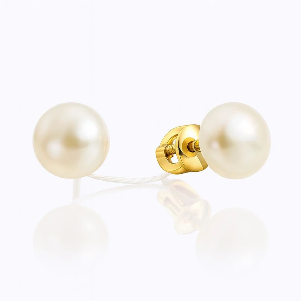 Серьги с культивированным жемчугом из красного золота 585 пробы
