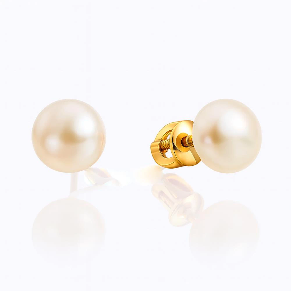 Серьги с культивированным жемчугом из красного золота 585 пробы Серьги с культивированным жемчугом из красного золота 585 пробы