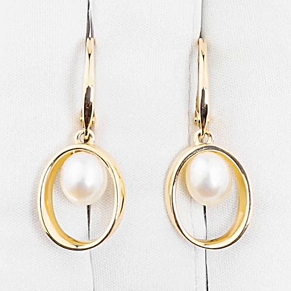 Серьги с культивированным жемчугом из красного золота 585 пробы 1