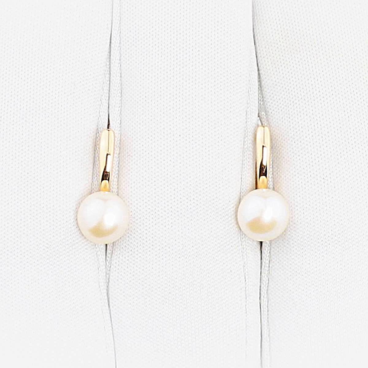 Серьги с культивированным жемчугом из красного золота 585 пробы 1