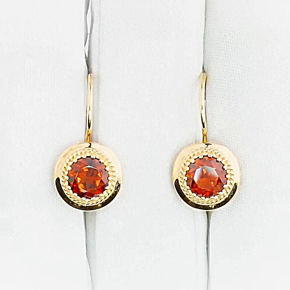 Серьги с гранатами из красного золота 375 пробы