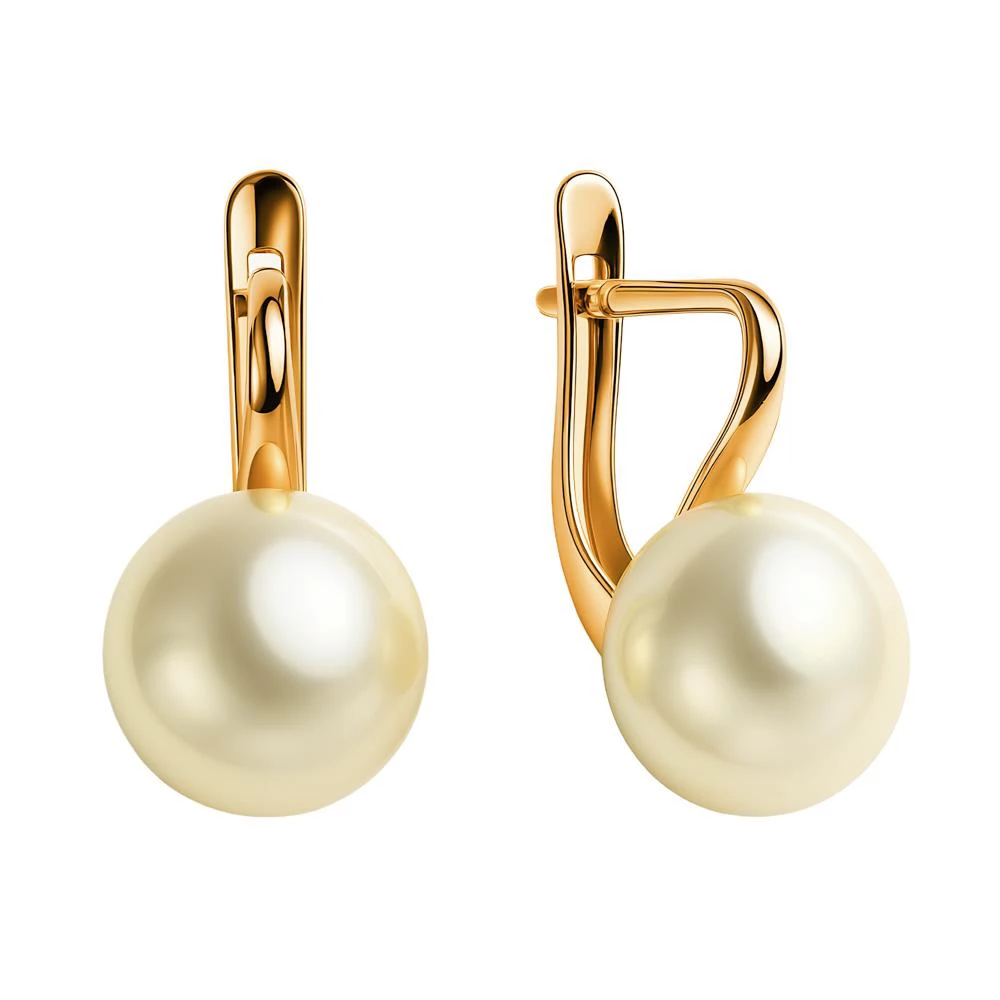 Серьги с культивированным жемчугом из красного золота 375 пробы