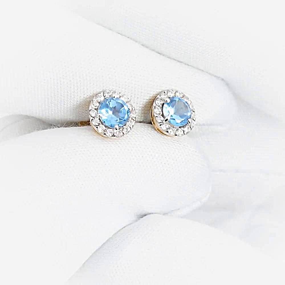 Серьги с топазами и фианитами из красного золота 375 пробы 1