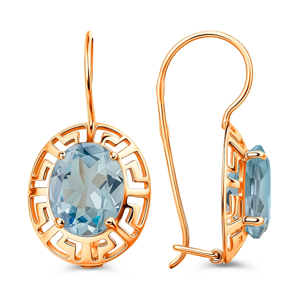 Серьги с топазами из красного золота 375 пробы