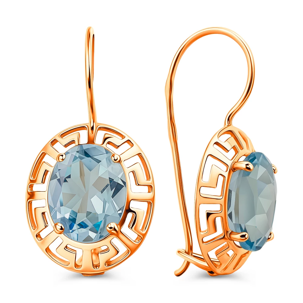 Серьги с топазами из красного золота 375 пробы