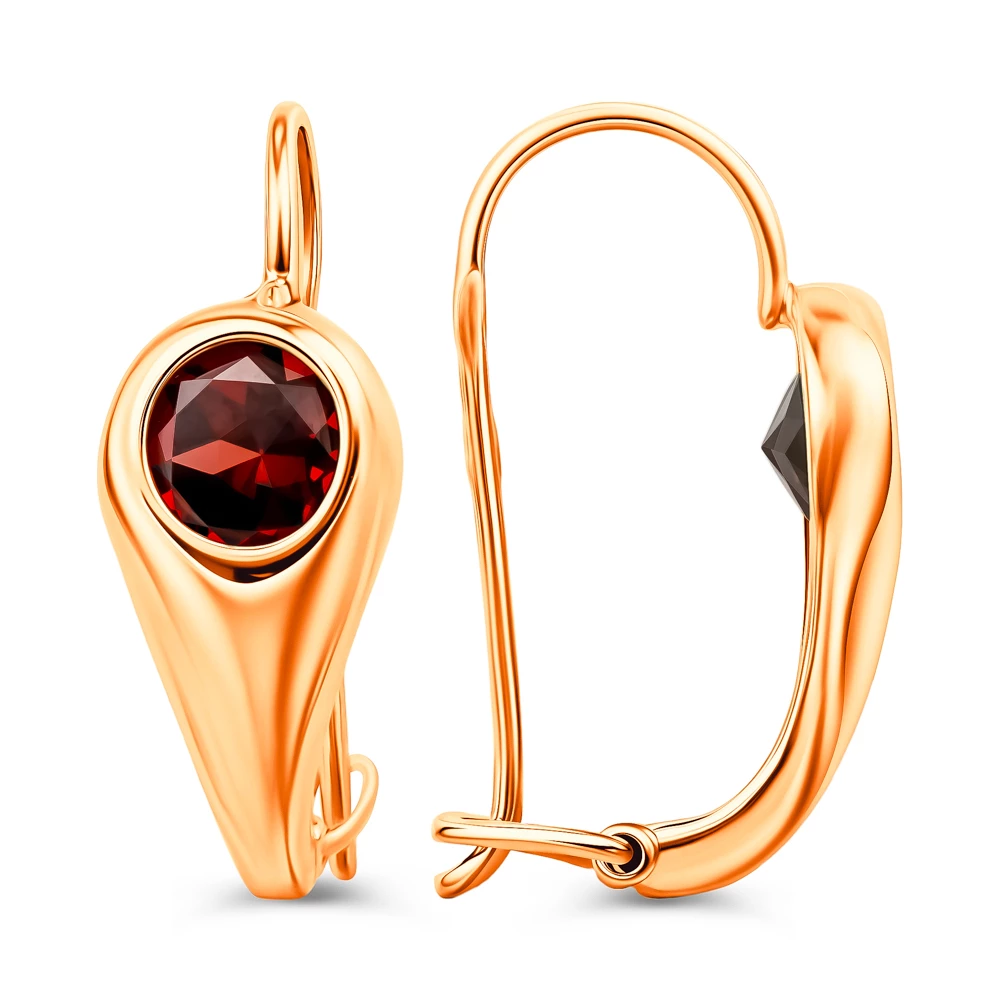 Серьги с гранатами из красного золота 375 пробы