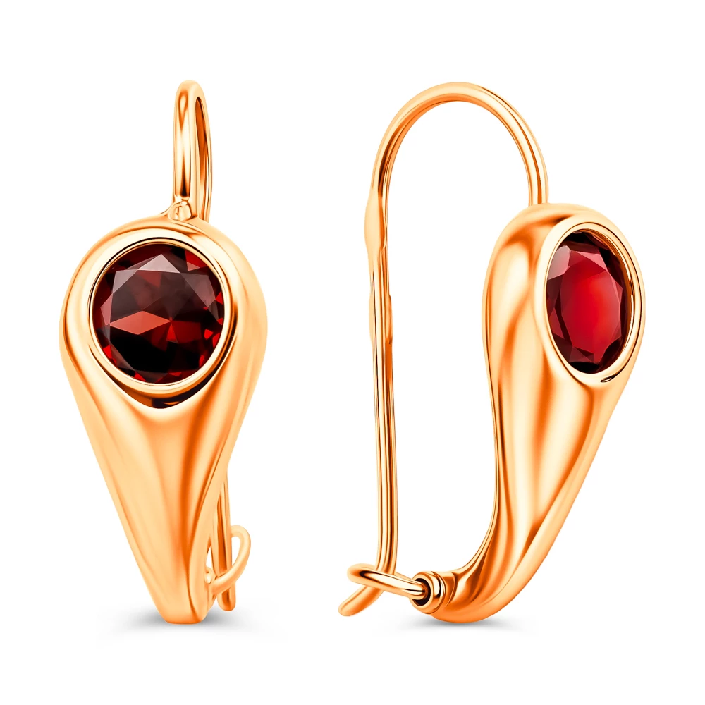 Серьги с гранатами из красного золота 375 пробы