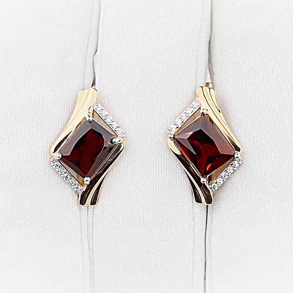 Серьги с гранатами и фианитами из красного золота 585 пробы 1