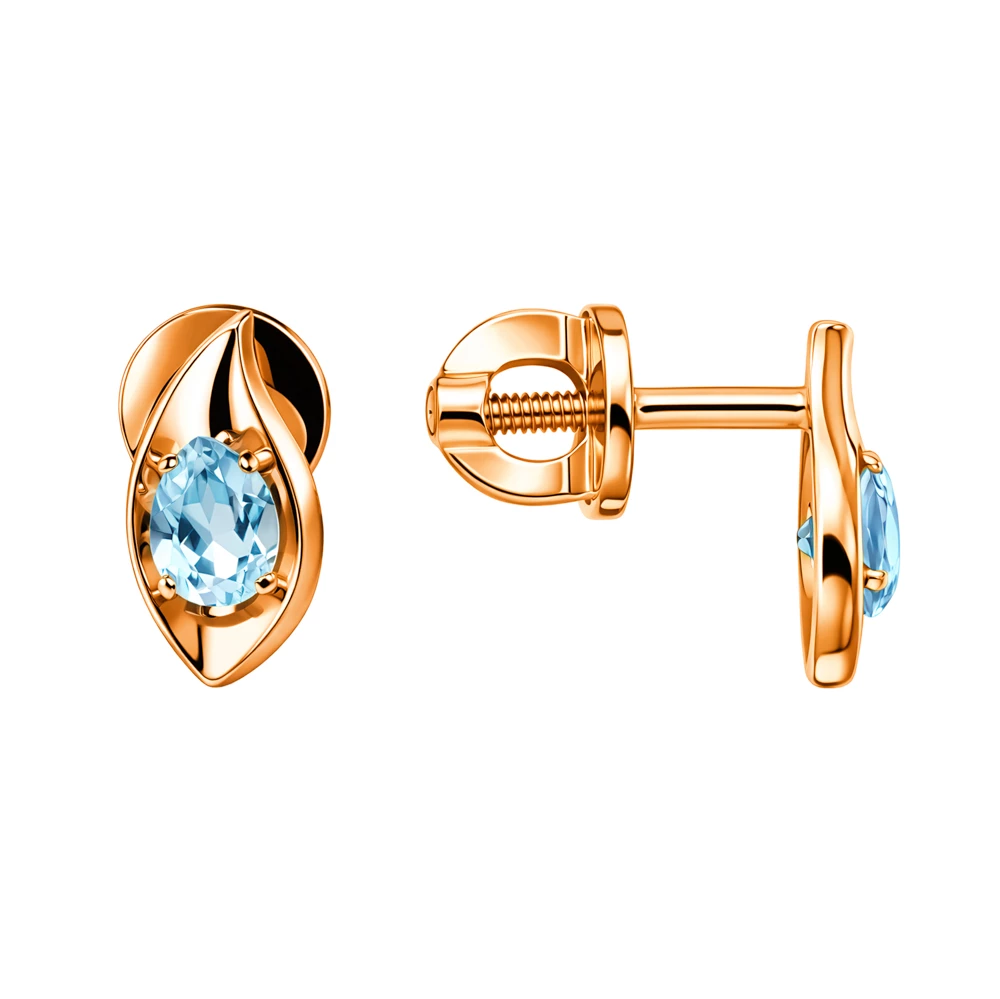 Серьги с топазами из красного золота 585 пробы