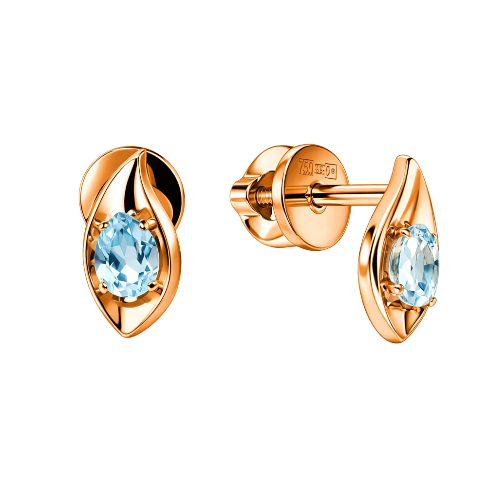 Серьги с топазами из красного золота 585 пробы