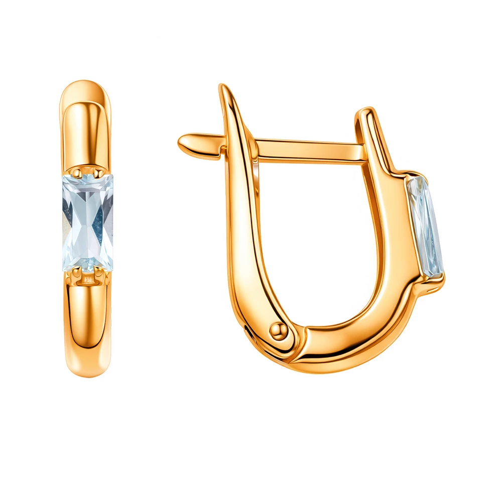 Серьги с топазами из красного золота 585 пробы