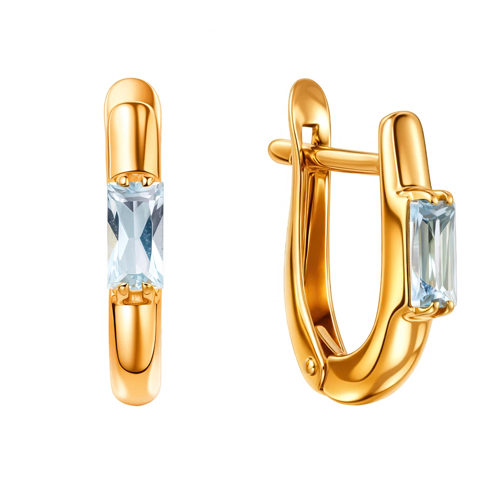 Серьги с топазами из красного золота 585 пробы