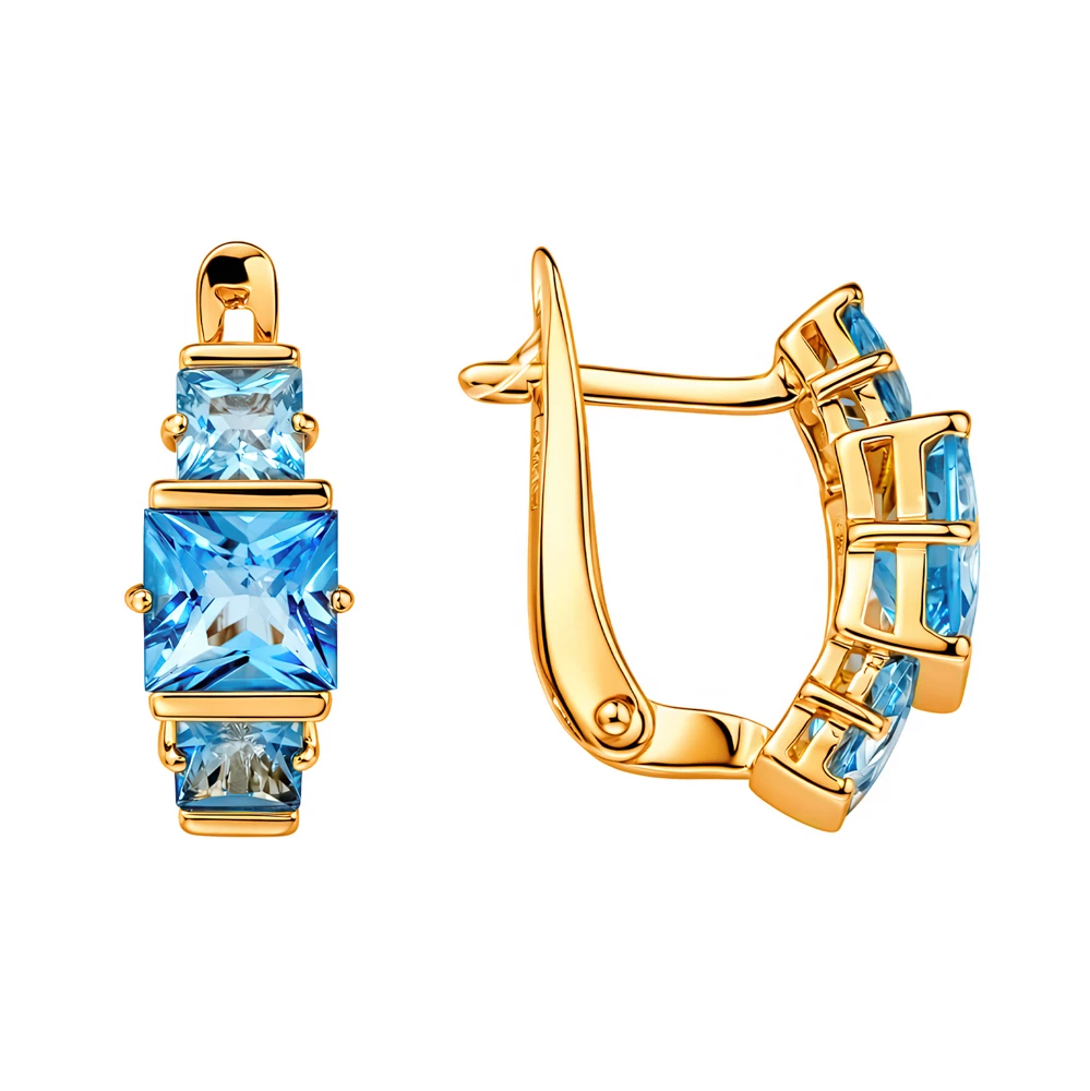 Серьги с топазами из красного золота 585 пробы