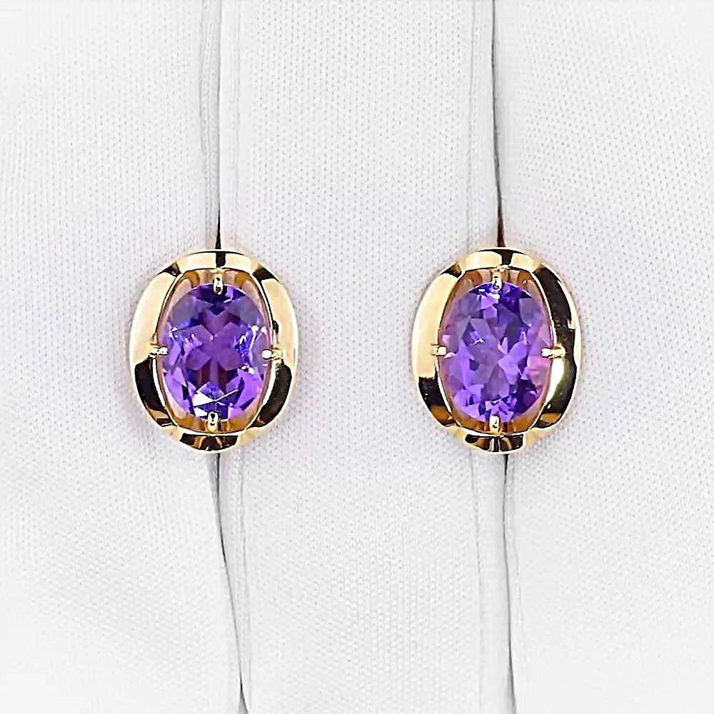 Серьги с аметистами из красного золота 585 пробы 1