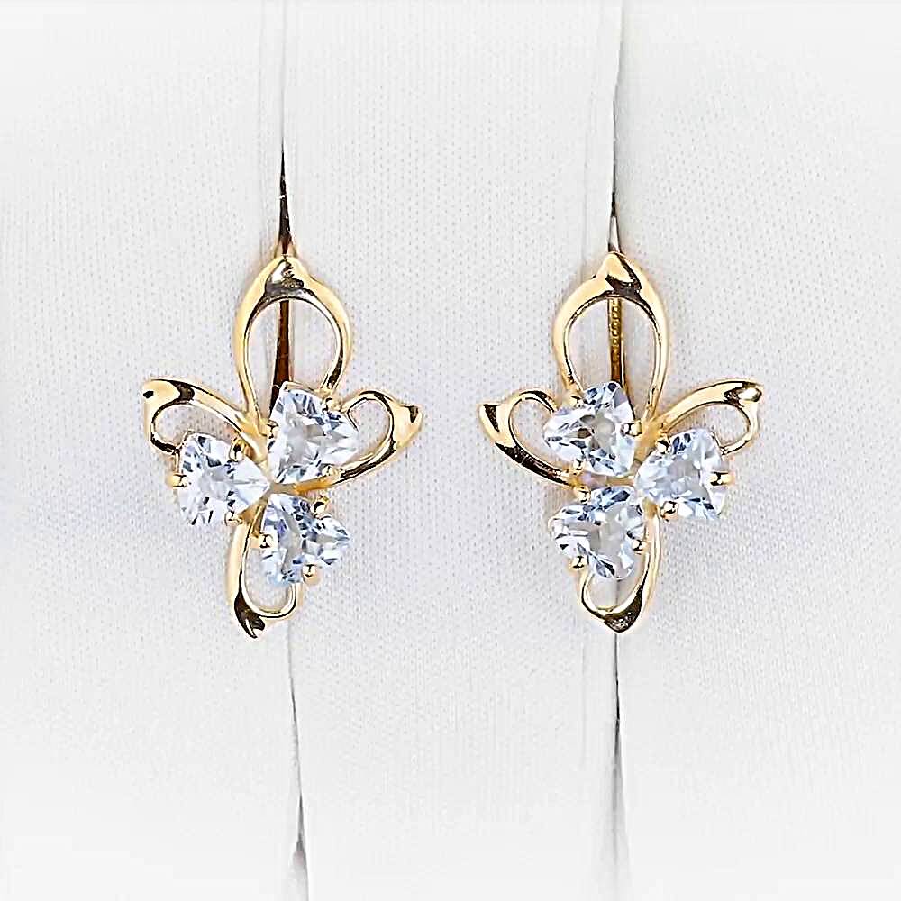 Серьги с топазами из красного золота 585 пробы
