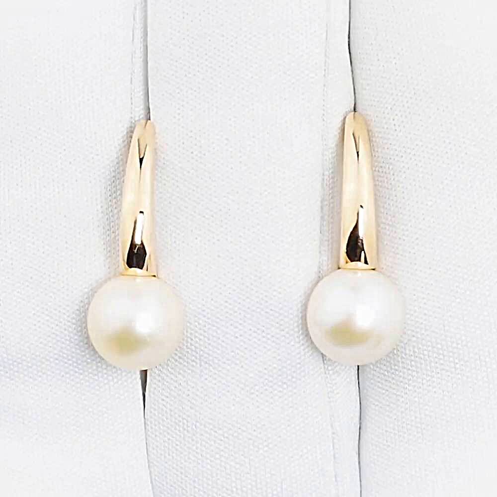 Серьги с культивированным жемчугом из красного золота 585 пробы