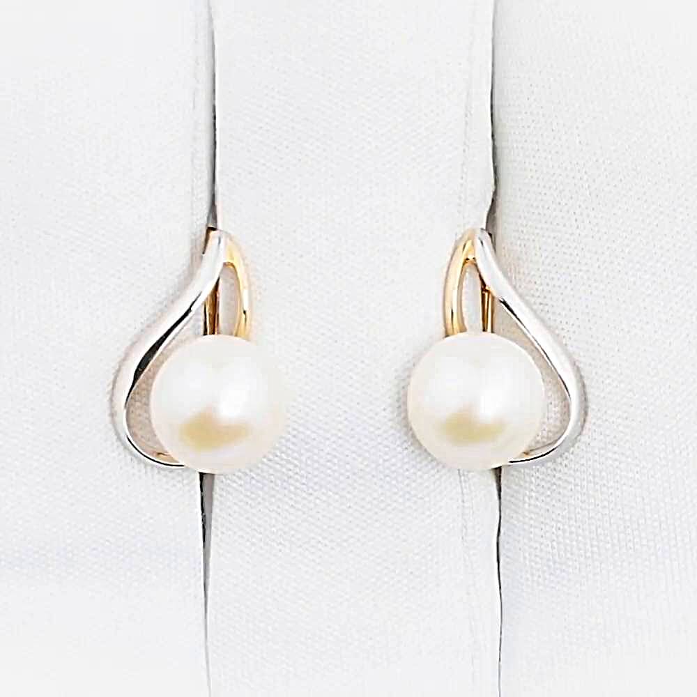 Серьги с культивированным жемчугом из красного золота 585 пробы