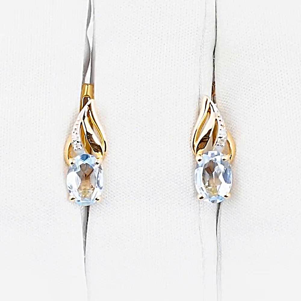 Серьги с топазами и бриллиантами из красного золота 585 пробы 1