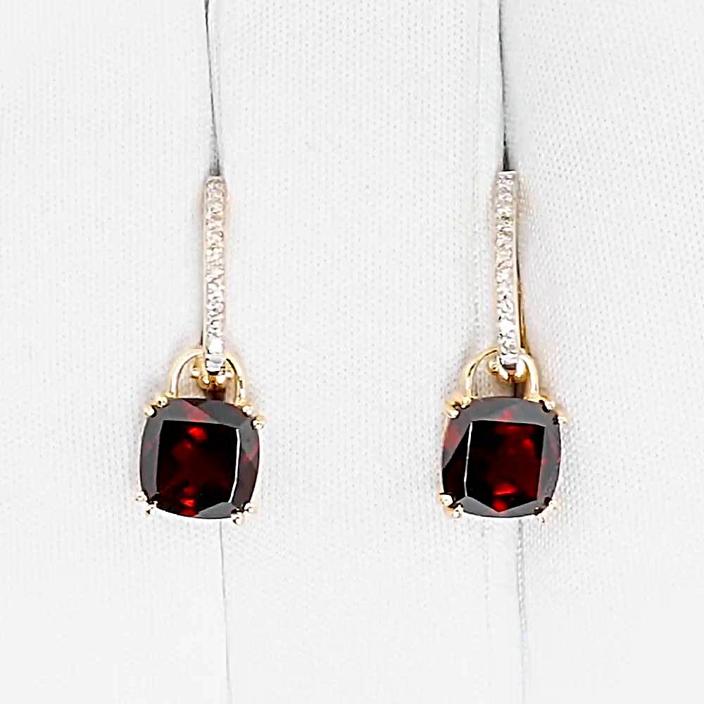 Серьги с гранатами и бриллиантами из красного золота 585 пробы 1