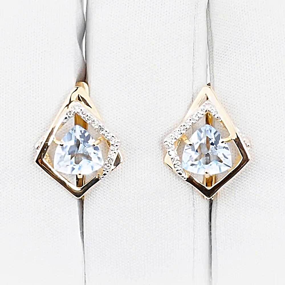 Серьги с топазами и бриллиантами из красного золота 585 пробы 1