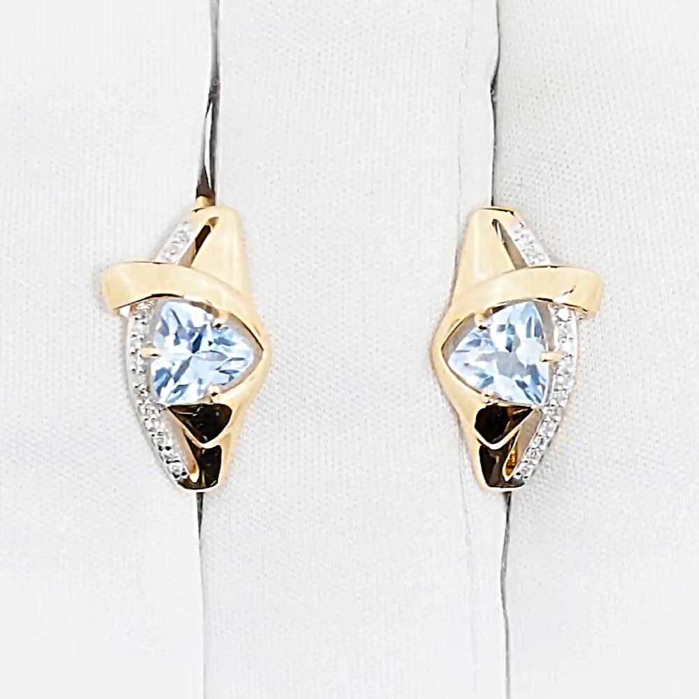 Серьги с топазами и бриллиантами из красного золота 585 пробы 1