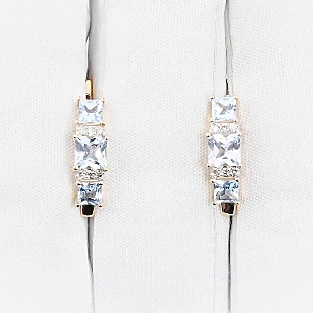 Серьги с топазами и бриллиантами из красного золота 585 пробы 1