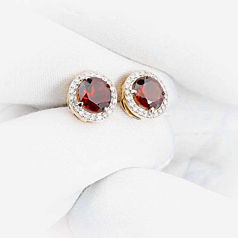 Серьги с гранатами и бриллиантами из красного золота 585 пробы 1