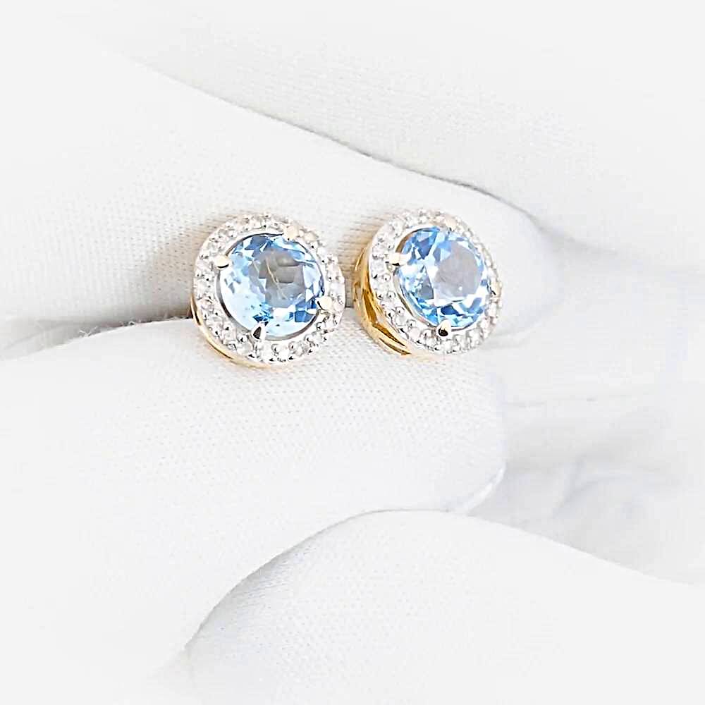 Серьги с топазами и бриллиантами из красного золота 585 пробы 1