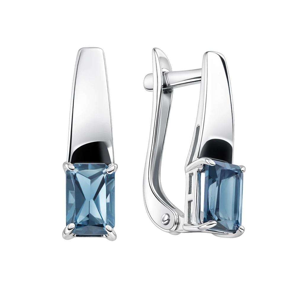 Серьги с топазами лондон из белого золота 585 пробы