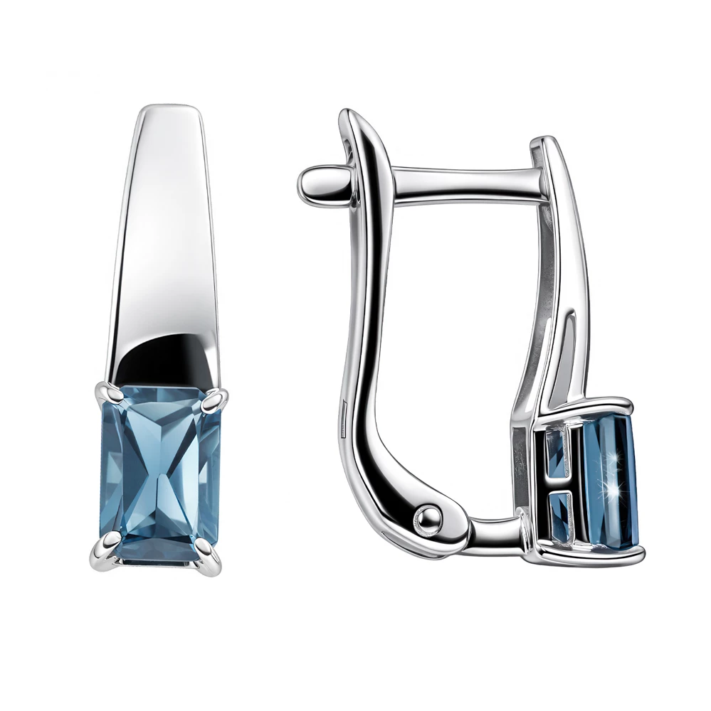 Серьги с топазами лондон из белого золота 585 пробы