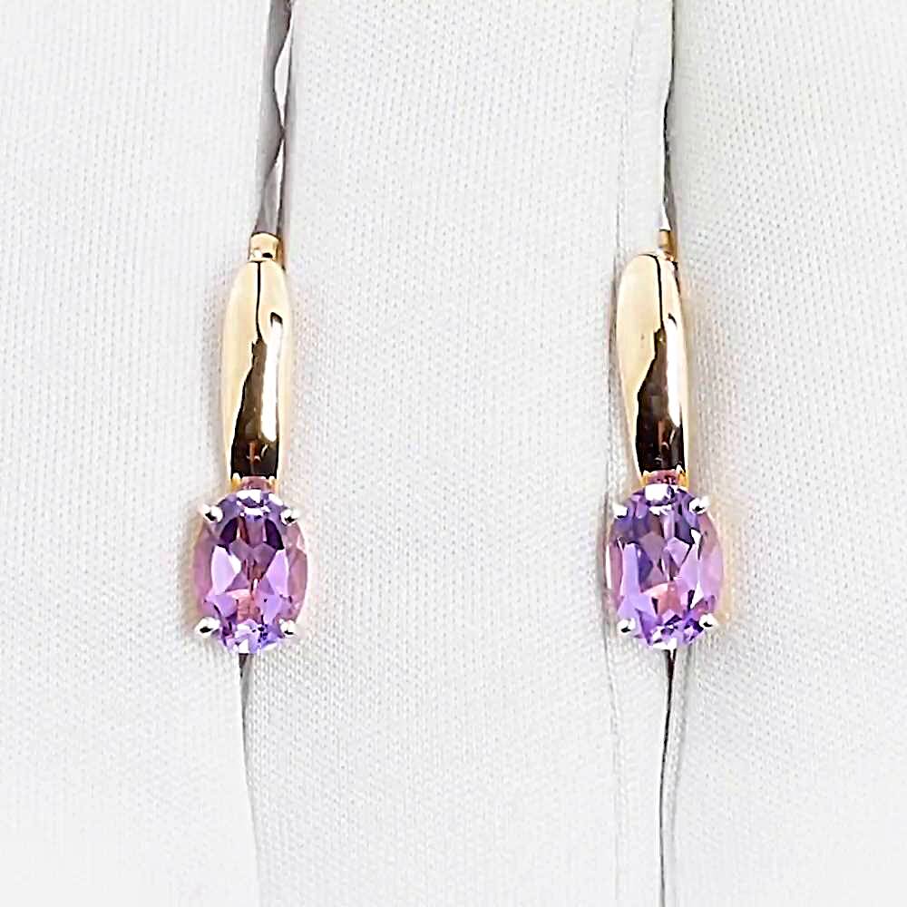 Серьги с аметистами из красного золота 585 пробы