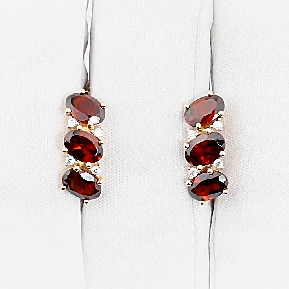 Серьги с гранатами и фианитами из красного золота 585 пробы