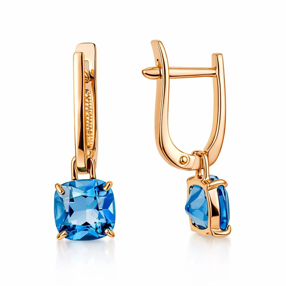 Серьги с топазами лондон из красного золота 585 пробы