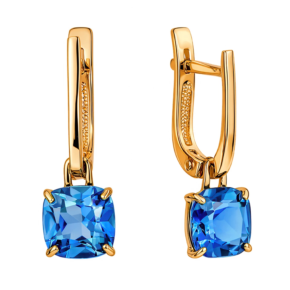 Серьги с топазами лондон из красного золота 585 пробы