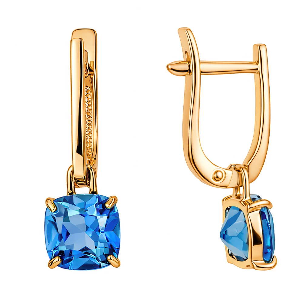 Серьги с топазами лондон из красного золота 585 пробы