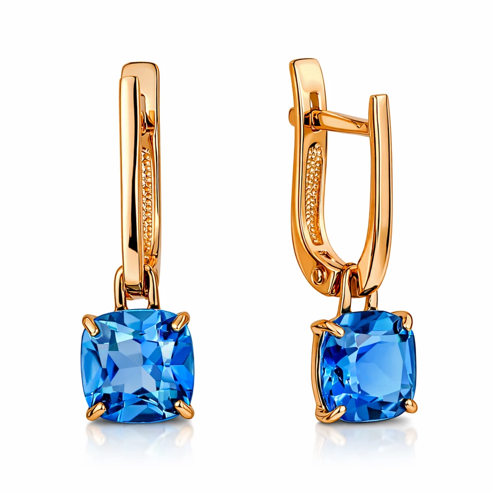 Серьги с топазами лондон из красного золота 585 пробы