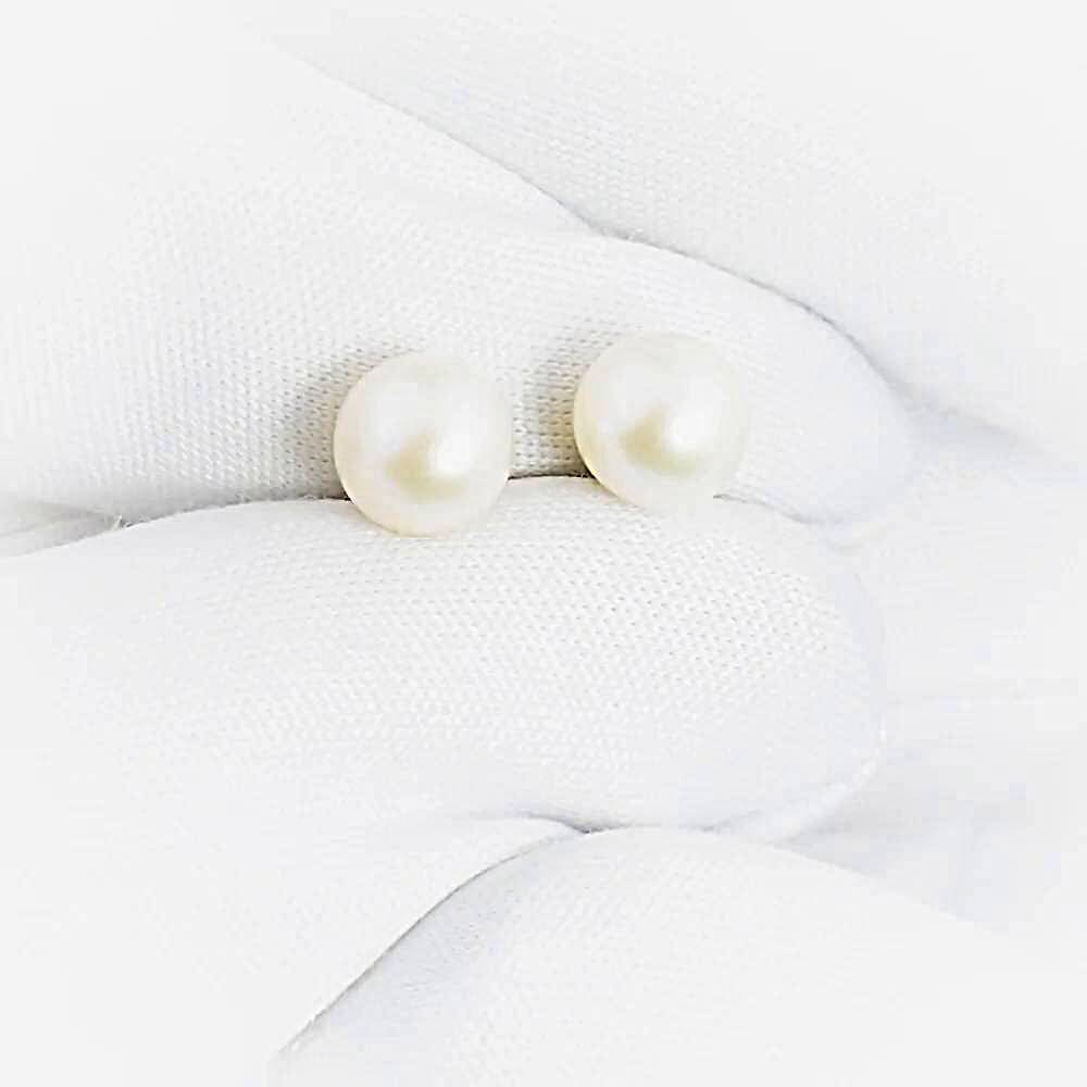 Серьги с культивированным жемчугом из белого золота 585 пробы
