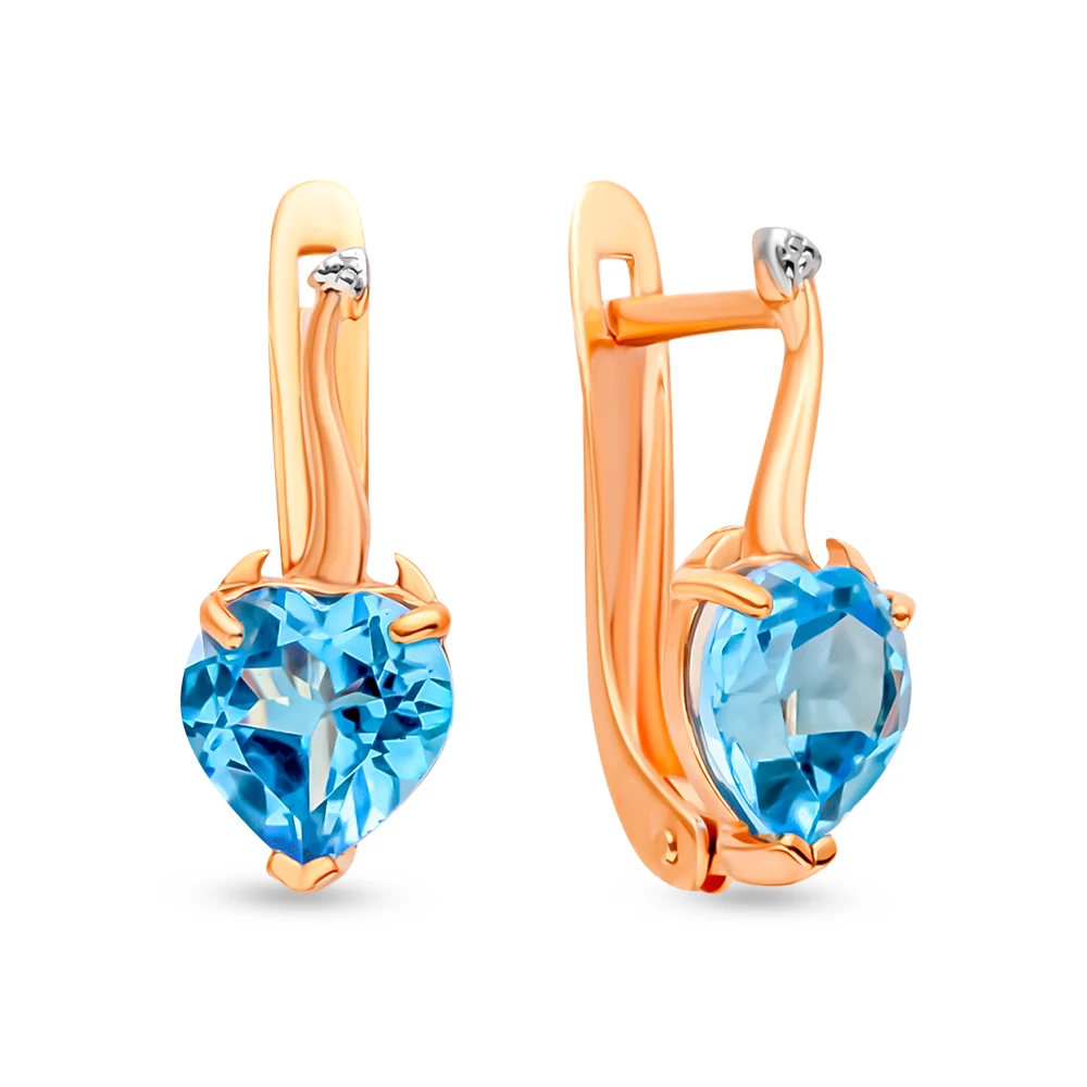 Серьги с топазами из красного золота 585 пробы