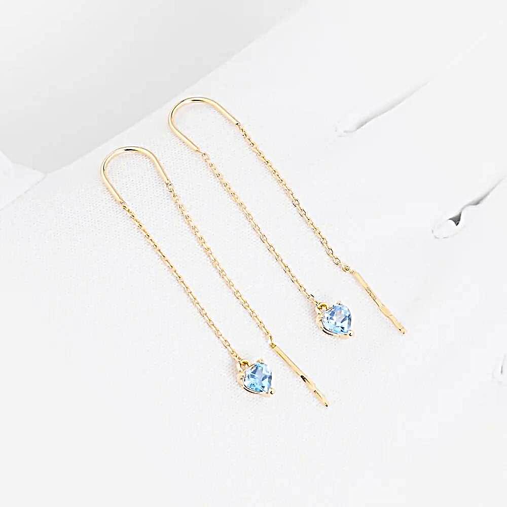 Серьги с топазами из красного золота 585 пробы